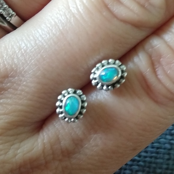 Jewelry - Natural opal stud earrings stamped 925